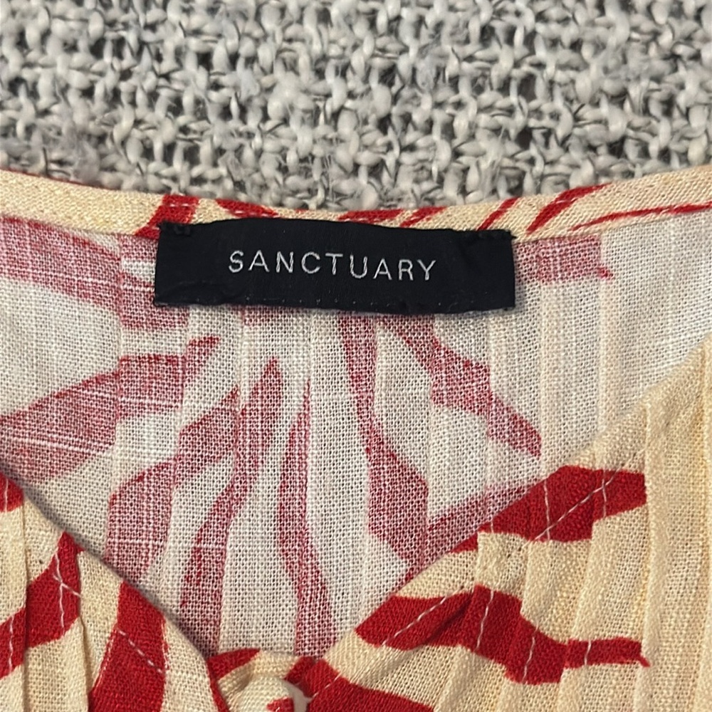 Sanctuary Red and Cream Floral Blouse size LG - Picture 2 of 4